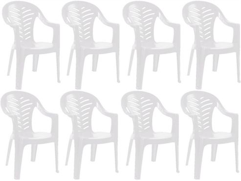 Image of Resol Palma Garden Chair - White - Patio Outdoor Plastic Furniture (pack Of 8)