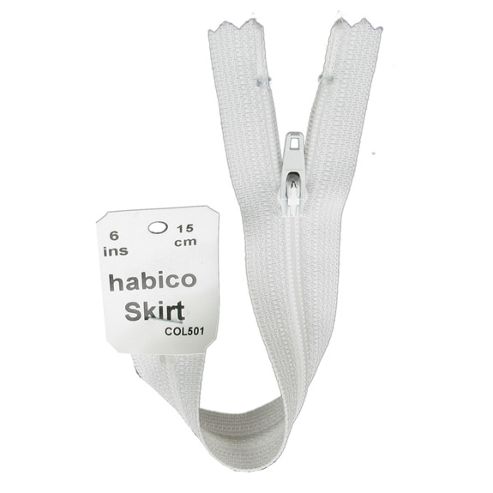 Image of Skirt Zip - 15cm - White