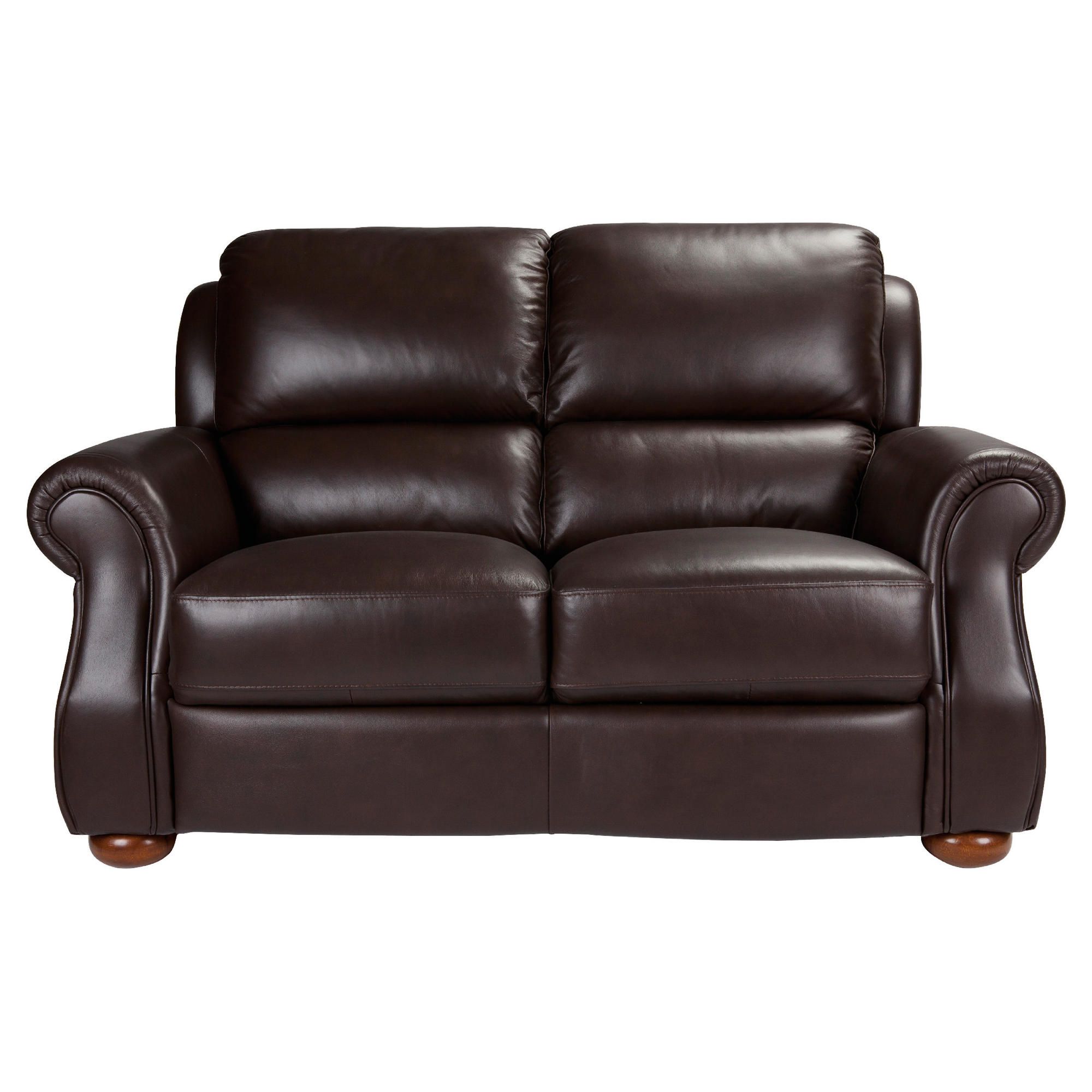 Paloma Leather Small Sofa Chocolate at Tescos Direct