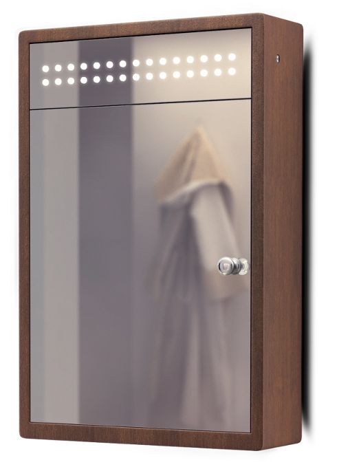 Image of Persia Solid Oak Led Bathroom Cabinet With Demister Pad, Sensor & Shaver K6