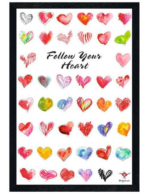 Image of Black Wooden Framed Follow Your Heart Poster