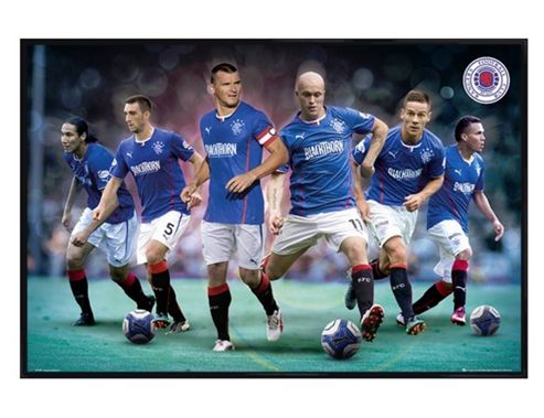 Image of Rangers Football Club Gloss Black Framed Top Team Players Poster