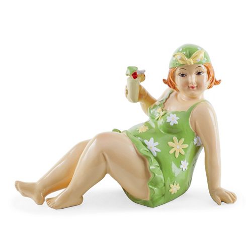 Image of Seaside 'fat Lady' Figurine Ornament In Green For Home And Bathroom