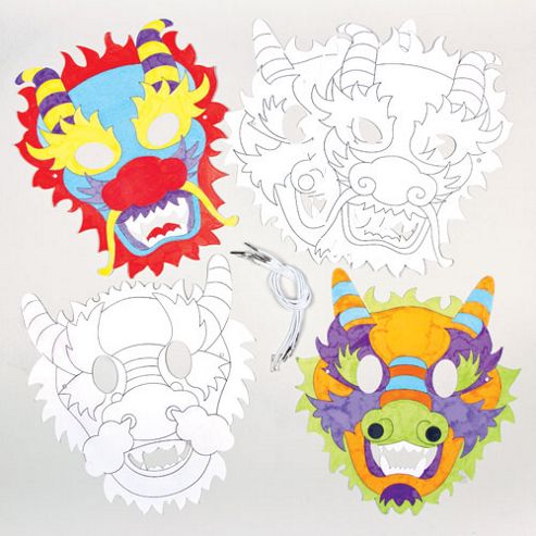 Image of Chinese Dragon Colour-in Masks (pack Of 6)