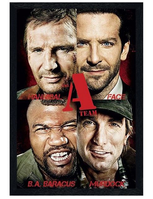 Image of The A-team Black Wooden Framed Character Collage Poster