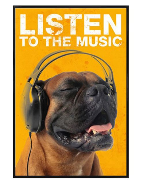 Image of Gloss Black Framed Listen To The Music Poster