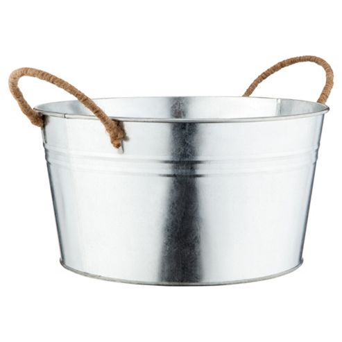 Image of Galvanised Round Bucket With Rope Handles