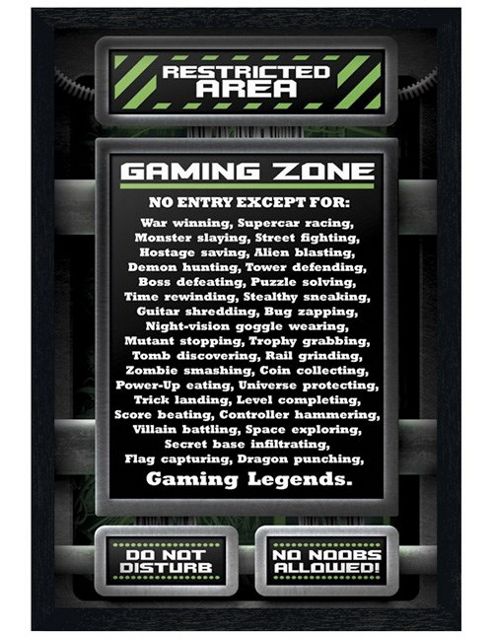 Image of Gaming Zone Black Wooden Framed Restricted Area Poster