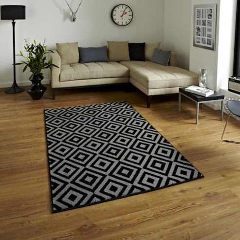 Image of Think Rugs Matrix Black/grey Rug - 120 Cm X 170 Cm (3 Ft 9 In X 5 Ft 7 In)