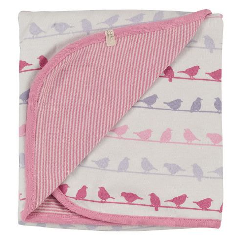 Image of Pigeon Organics Silhouette Reversible Blanket Pink Bird Mix 70x70cm