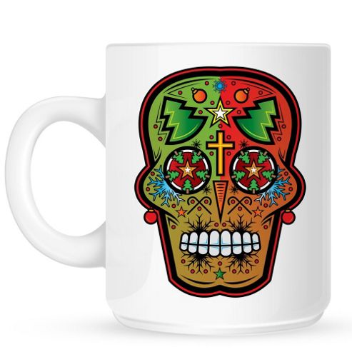 Image of Christmas Sugar Skull 10oz Ceramic Mug