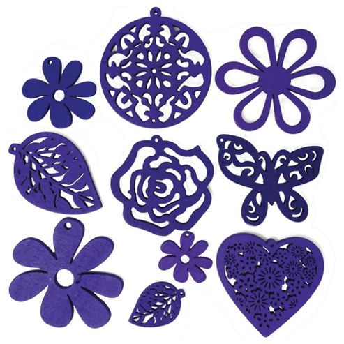 Image of Wood Shapes Purple 10pcs
