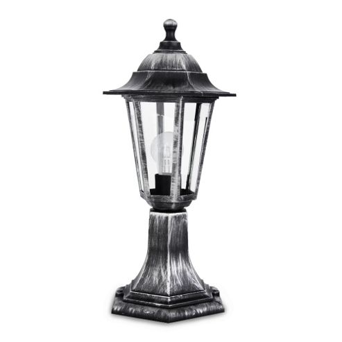 Image of Traditional Pi44 Outdoor Post Top Lantern Light In Brushed Silver And Black