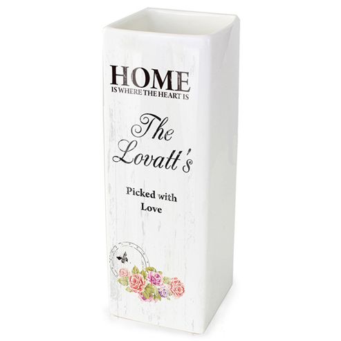 Image of Personalised Shabby Chic White Square Vase