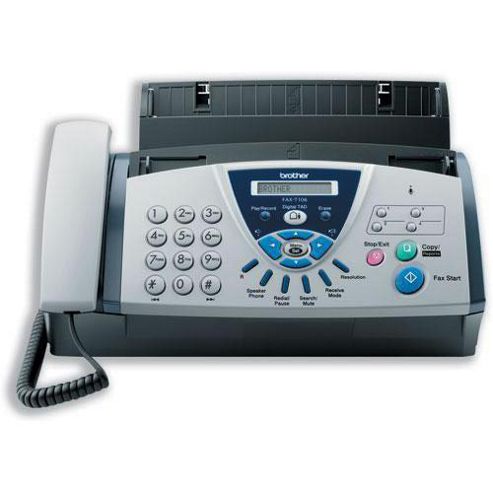 Image of Brother Thermal Fax Machine T106 Tam 14.4kbps Modem 0.25mb Memory 2.7kg W302xd186xh132mm Ref Faxt106u1