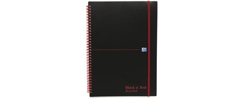 Image of Black N Red Wirebound Recycled Polypropylene 90gsm 140pp A4 Book