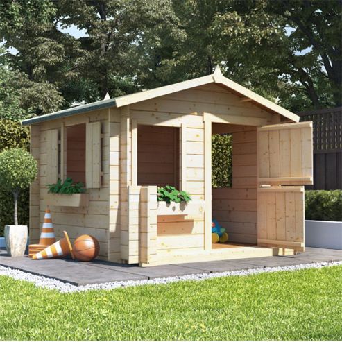 Image of Mad Dash Junior Log Cabin Wooden Playhouse, 6ft X 6ft