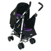 Petite Star Njoy Bubble Reversible Pushchair, Black & Purple.