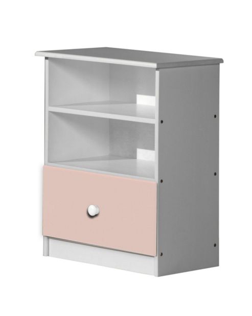 Image of Gela Two Shelf And One Drawer Storage Unit In White &amp; Pink
