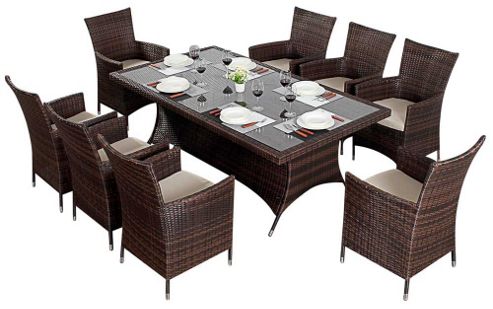 Image of Luxan Wgf-213 Port Royal Prestige Brown Rectangle Dining Set - Seats 8