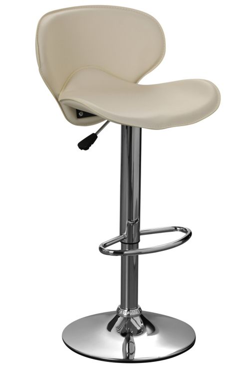 Image of Premier Housewares Bar Chair With Chrome Base And Footrest (set Of 2) - Cream