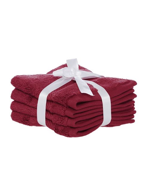Image of Luxury Hotel Collection Zero Twist Pack Of 4 Face Cloths In Red Velvet