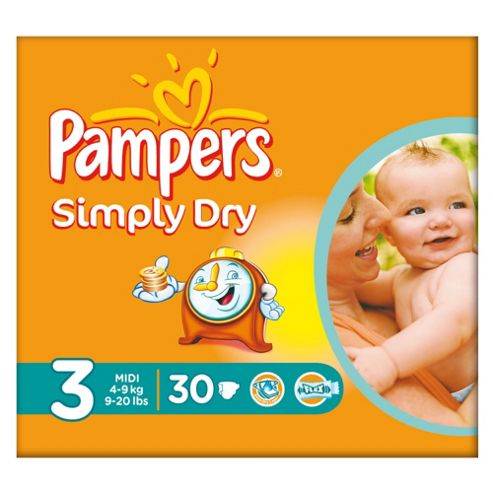 Image of Pampers Simply Dry Size 3 Carry Pack - 30 nappies
