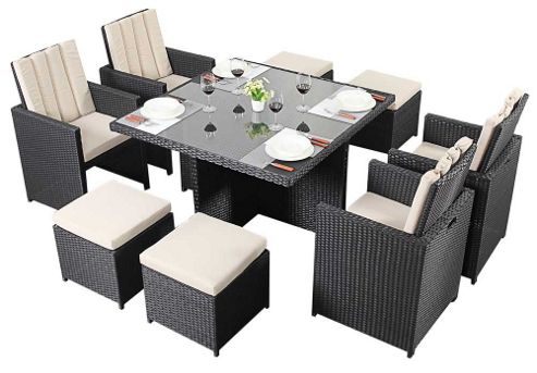 Image of Luxan Wgf-318 Port Royal Prestige Black Cube Table And Chairs - Seats 4