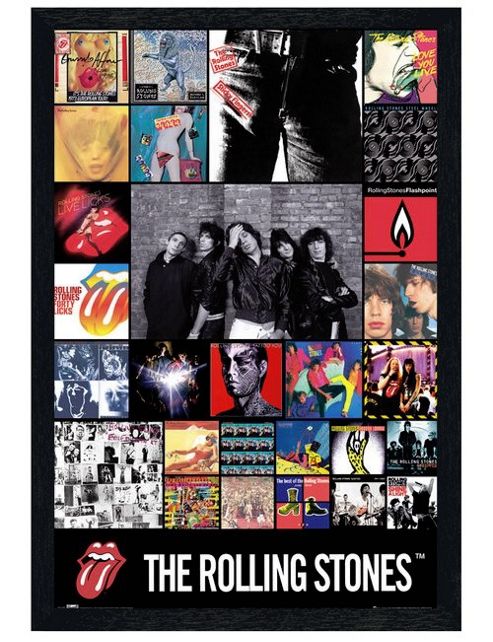 Image of The Rolling Stones Black Wooden Framed Discography Poster