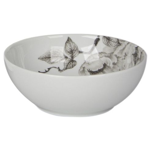 Image of Grey Floral Cereal Bowl, Porcelain