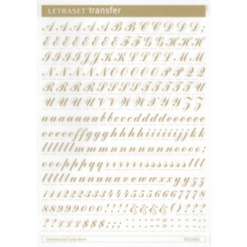Image of Rubdown Lettering A5 - Commercial Script - 8mm - Gold