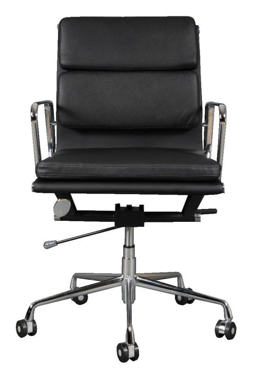 Image of Eames Ea217 Inspired Low Back Soft Pad Black Leather Office Chair