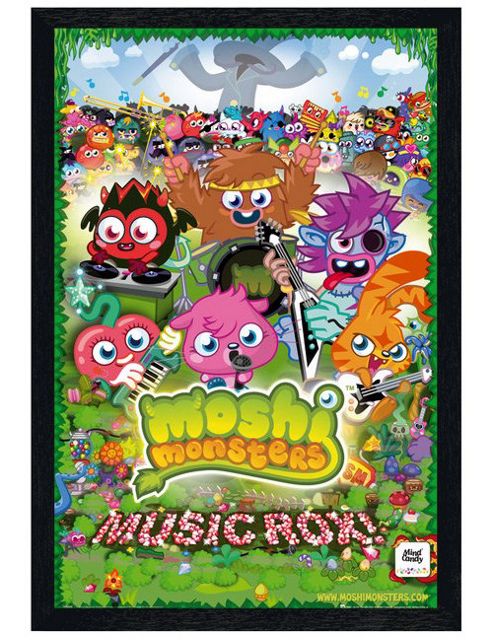 Image of Moshi Monsters Black Wooden Framed Music Rox Poster