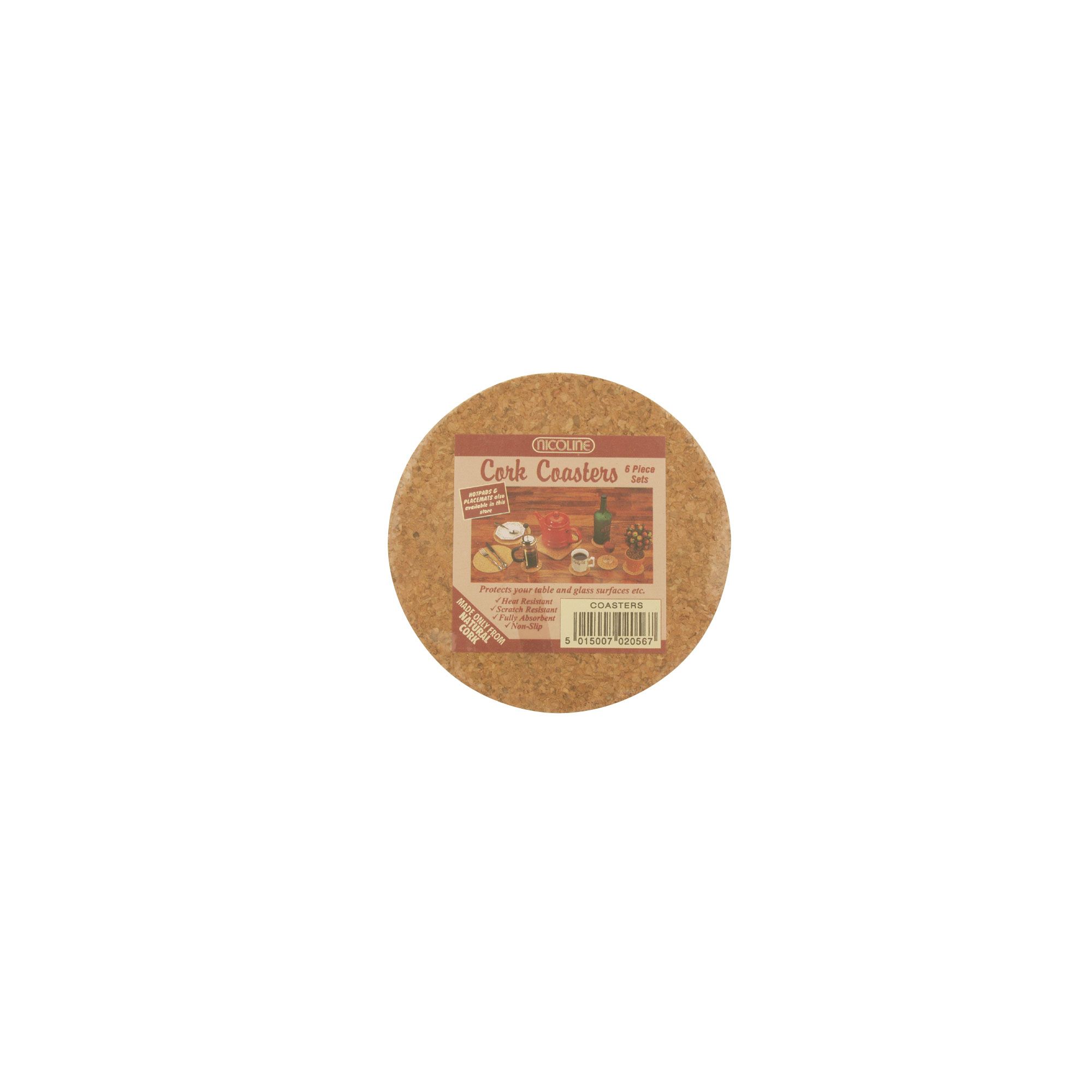 Nicoline Rcc Coasters Cork Round 10cm X6