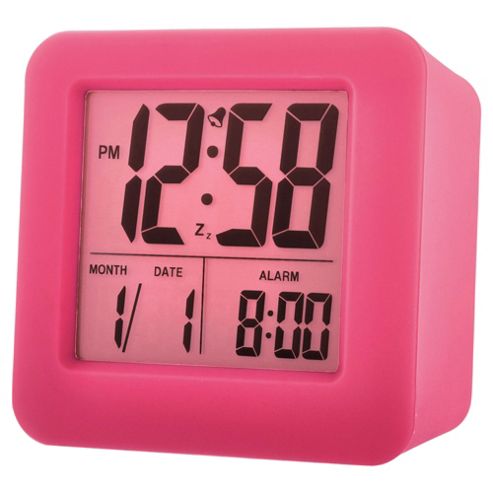 Image of Acctim Vanos Pink Rubber Cube Alarm Clock