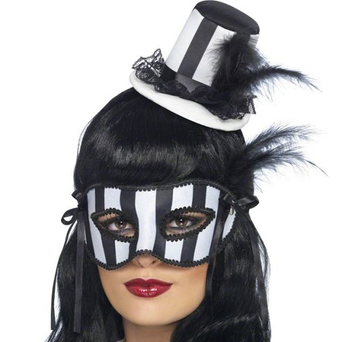 Image of Burlesque Hat & Eye Mask - Black & White