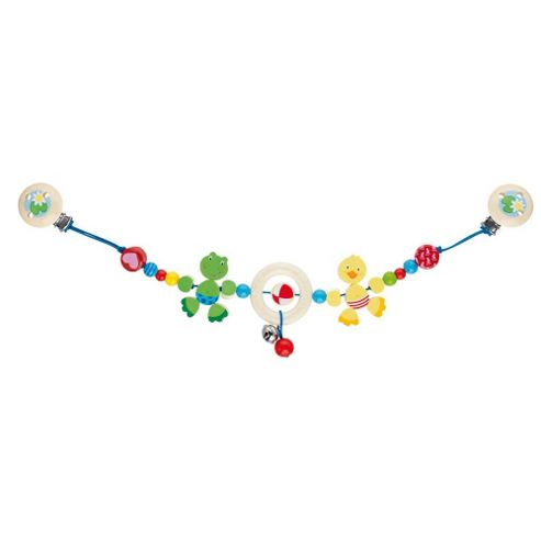 Image of Heimess 737740 Wooden Pram String Clip On (frog And Duck)