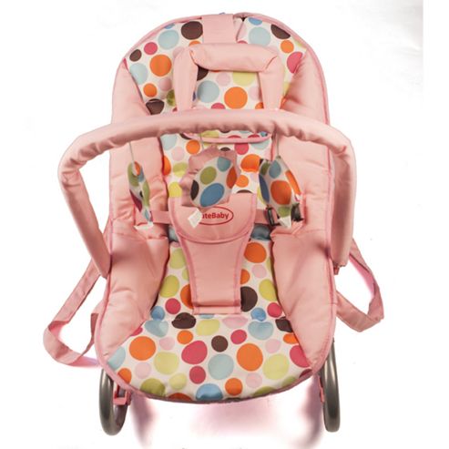 Image of Cute Baby Rocker Bouncer In Pink With Colourful Dots