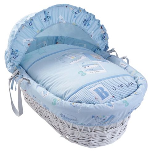 Image of Clair De Lune Ahoy White Wicker Moses Basket