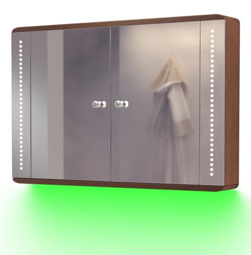 Image of Ambient Solid Oak Bathroom Cabinet With Demister, Sensor & Shaver Socket K83g
