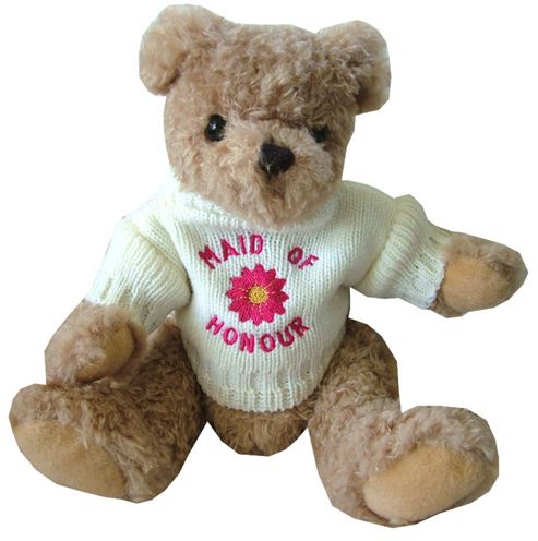 Image of Maid Of Honour Wedding Bear With Flower Jumper