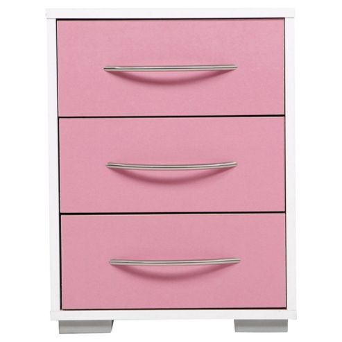 Image of Newport 3 Drawer Bedside Pink