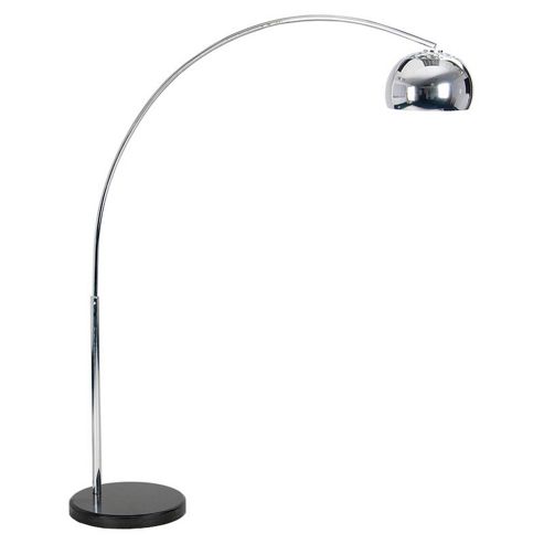 Image of Minisun Curva 1 Light Floor Lamp In Chrome - Black Marble