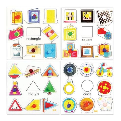 Image of Bigjigs Toys Bj088 Shapes Set 1 Pegged Puzzles (set Of 4)