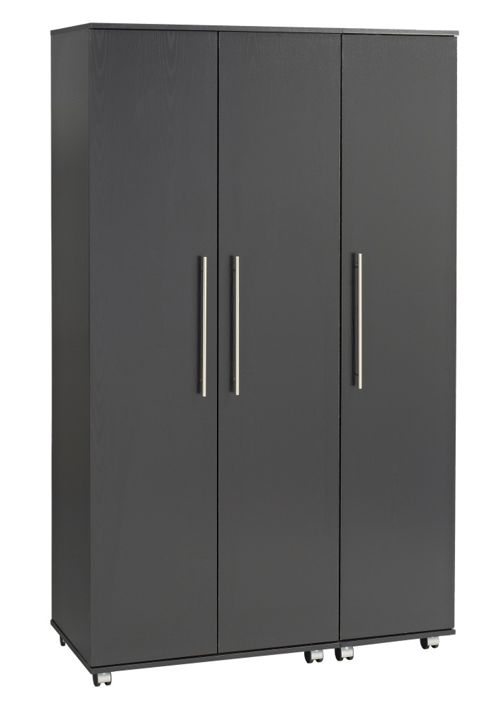 Image of Ideal Furniture Bobby Triple Plain Wardrobe - Black