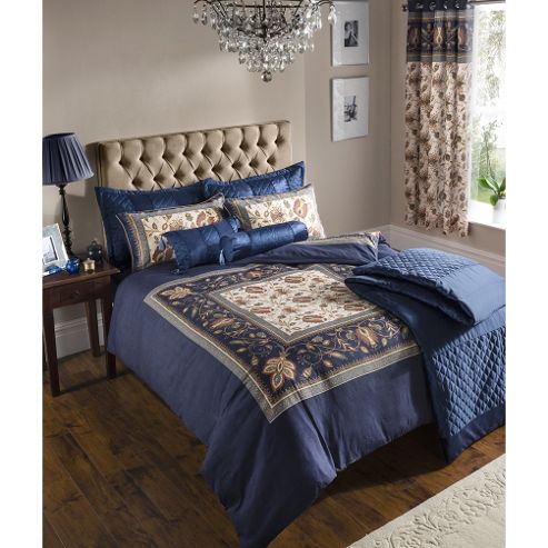 Image of Catherine Lansfield Home Designer Collection Panel Print Navy Rochester Curtains