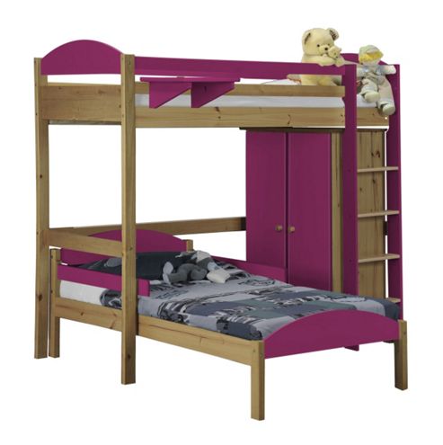 Image of Maximus L Shape High Sleeper Set 1 Antique With Fuschia Details