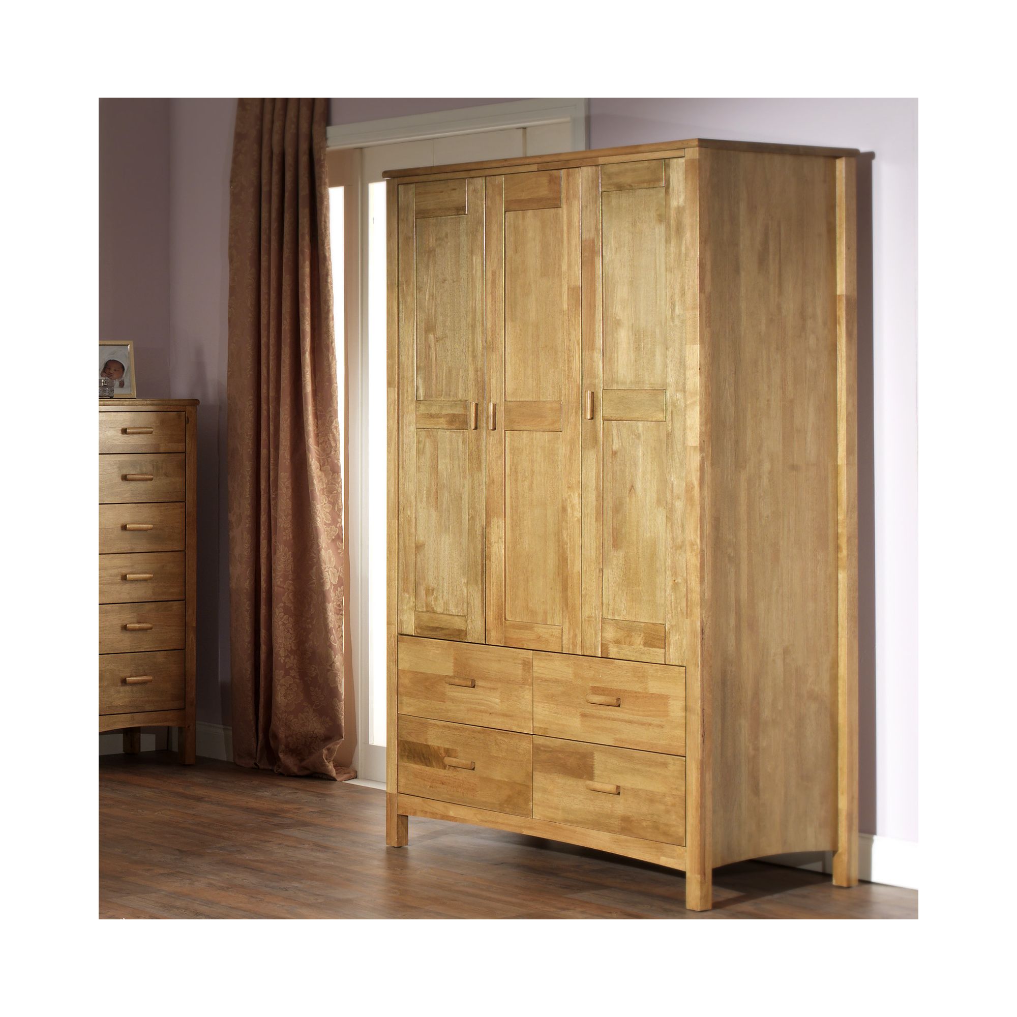 Serene Furnishings Eleanor 3 Door Wardrobe - Honey Oak at Tesco Direct