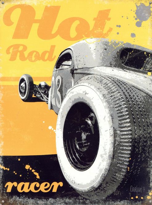 Image of Hot Rod Racer Tin Sign