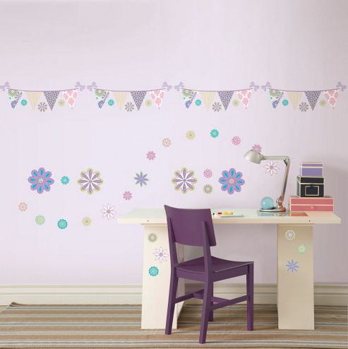 Image of Wallpops!kids Patchwork Daisy Kids Stripes Wall Kit